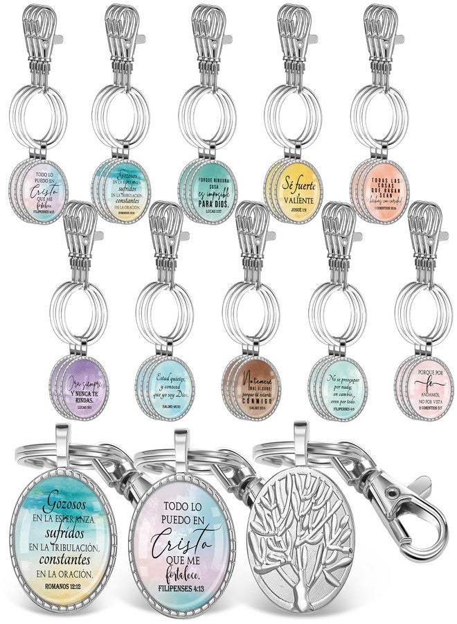 FineCheer 30 Pcs Christian Gift for Woman Spanish Bible Verse Keychain Scripture Quote Inspirational Gifts for Man(Sliver) - Image 1